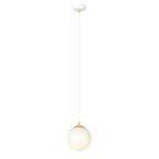 Hanglamp staal en glas retro Royal, wit met gouden accenten, Ø 14 cm kap, voor keuken, woonkamer of eetkamer