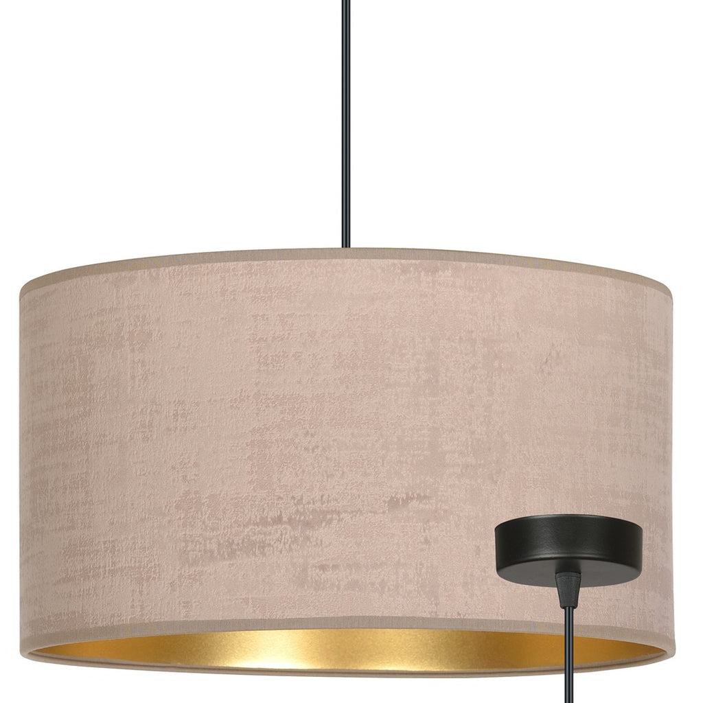 Hanglamp stof en gepoedercoat staal Hilde, roze met goudkleurige binnenzijde, Ø 35 cm, 1 lichtpunt E27