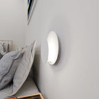Wandlamp wit gepoedercoat staal en multiplex, Scandinavisch, model Cirkel, G9 – 22 x 20 cm