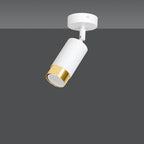 Plafondlamp spot gepoedercoat staal Hiro, wit met goud, kantelbaar, 1 fitting – 8 x 19 cm