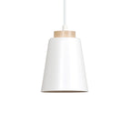 Hanglamp gepoedercoat staal en hout Bolero, Scandinavisch wit, 14 x 100 cm, 1 fitting E27, voor woonkamer en slaapkamer