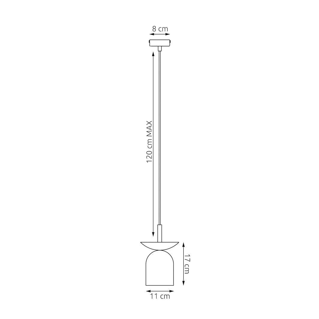 Hanglamp staal Scandinavisch Ego mokka 11 x 11 cm, hoogte 120 cm, voor eettafel, aanrecht en hal