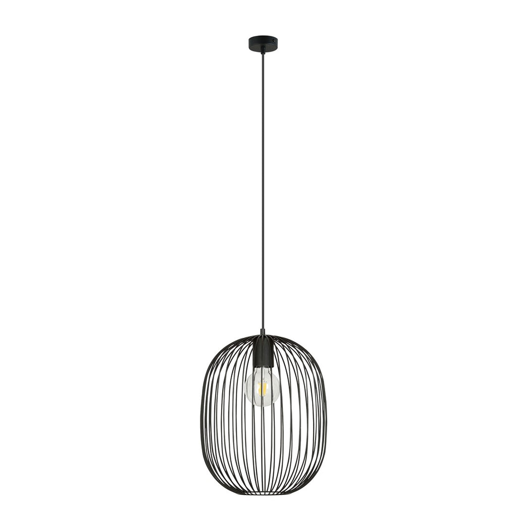 Hanglamp gepoedercoat staal industrieel Onyx zwart Ø 33 cm, draadkap met E27-fitting, verstelbare hoogte