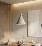 Hanglamp gepoedercoat staal met hout Scandinavisch beige Ø 23 cm, 1 fitting E27, boven kookeiland of eettafel