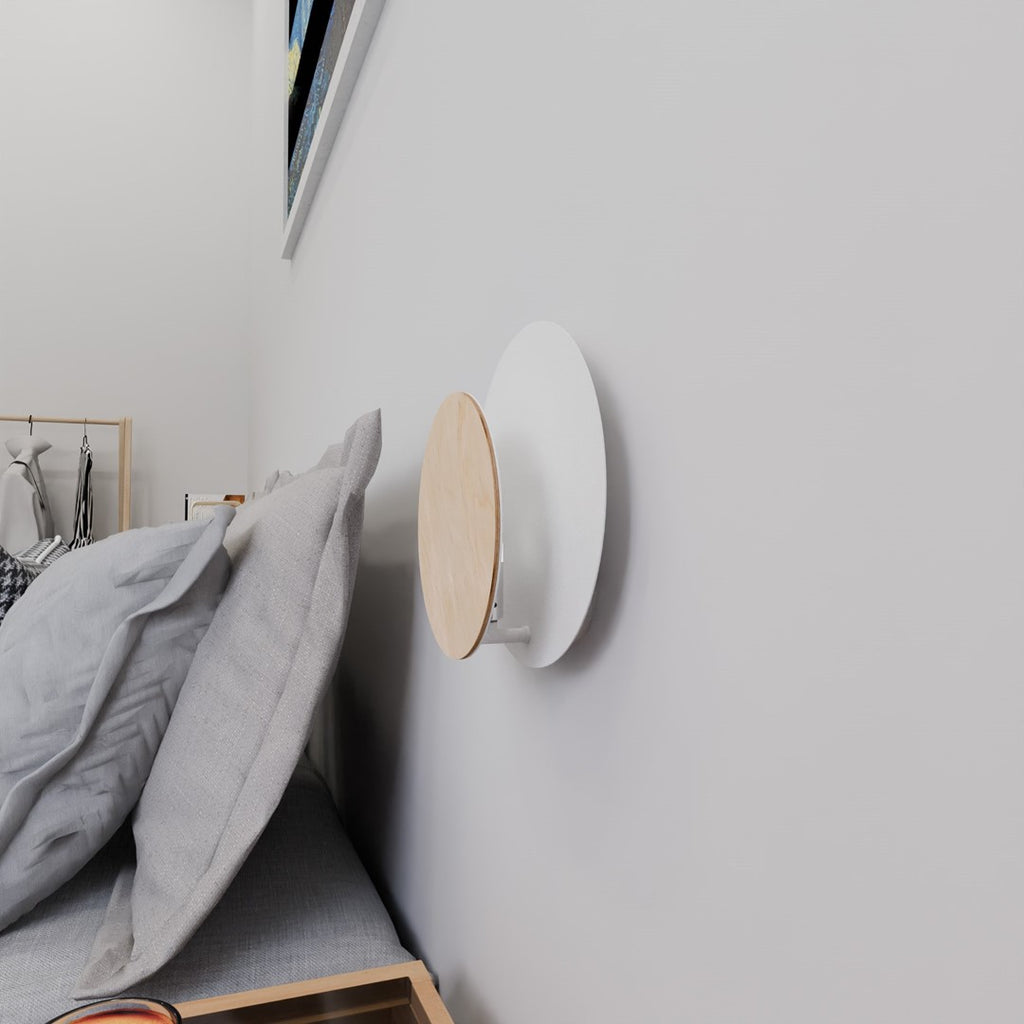Wandlamp gepoedercoat staal en multiplex Scandinavisch wit Cirkel 1A, 22 x 20 cm voor woonkamer, slaapkamer en hal