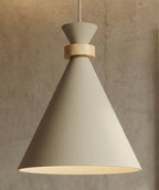 Hanglamp gepoedercoat staal met hout Scandinavisch beige Ø 23 cm, 1 fitting E27, boven kookeiland of eettafel