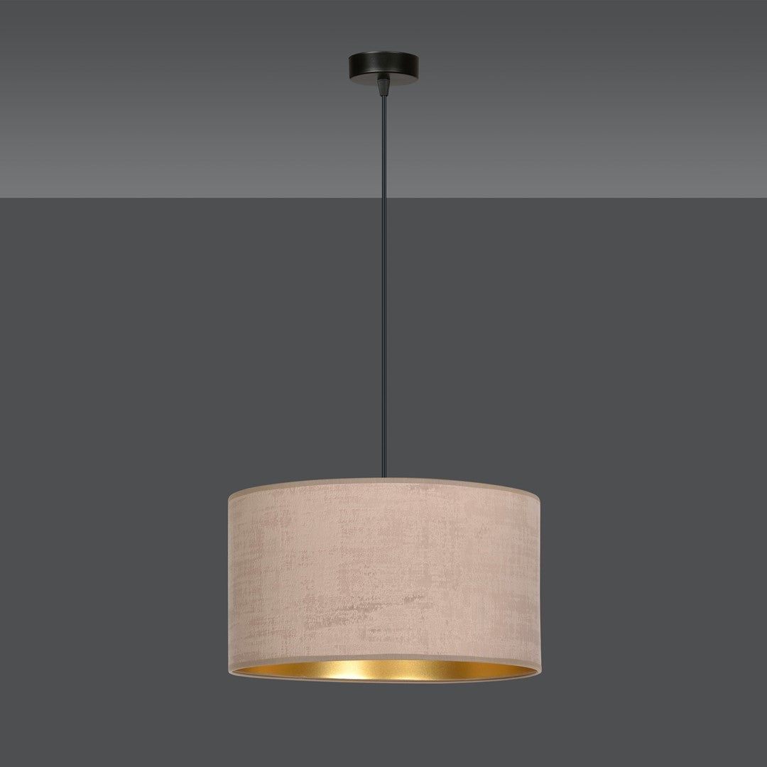 Hanglamp stof en gepoedercoat staal Hilde, roze met goudkleurige binnenzijde, Ø 35 cm, 1 lichtpunt E27