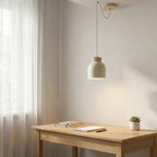 Hanglamp gepoedercoat staal en multiplex Kru, Scandinavisch, beige, spider-ophanging, 1 x E27