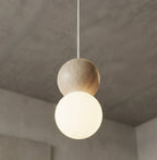 Hanglamp Loop staal en hout, Scandinavisch, wit, Ø 10 cm, 1 fitting G9, boven eettafel of keukeneiland