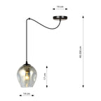 Hanglamp gepoedercoat staal en glas, modern, Level 1, zwart met grafiet kap Ø 14 cm, 1 x E27