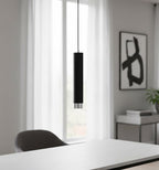 Hanglamp gepoedercoat staal Kibo, modern, zwart met chroom, 1 lichtpunt, verstelbare hoogte, 8 x 100 cm