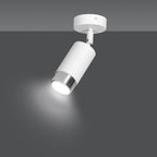 Plafondlamp spot gepoedercoat staal modern Hiro wit en chroom, 1 lichtpunt, verstelbaar, 8 x 19 cm