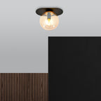 Plafondlamp Plaza gepoedercoat staal en glas, modern, zwart met amberkleurig glas Ø 14 cm, 1 x E14
