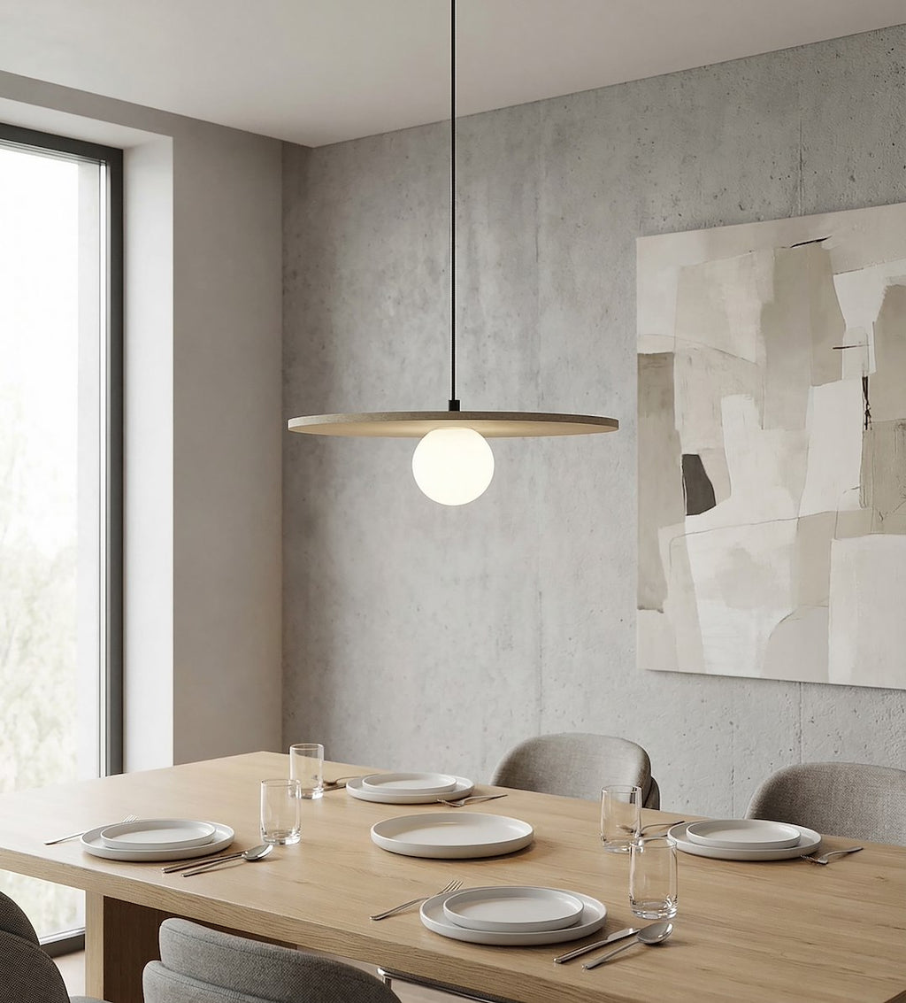 Hanglamp vilt en gepoedercoat staal Calma, boho, beige – Ø 40 cm, voor slaapkamer en woonkamer