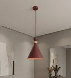 Hanglamp gepoedercoat staal met hout Scandinavisch Zero bordeaux Ø 23 cm, 1 fitting E27 voor eettafel of kookeiland