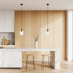 Hanglamp staal en glas zwart, Astral transparante glazen kap Ø 12 cm, E14, verstelbare hoogte
