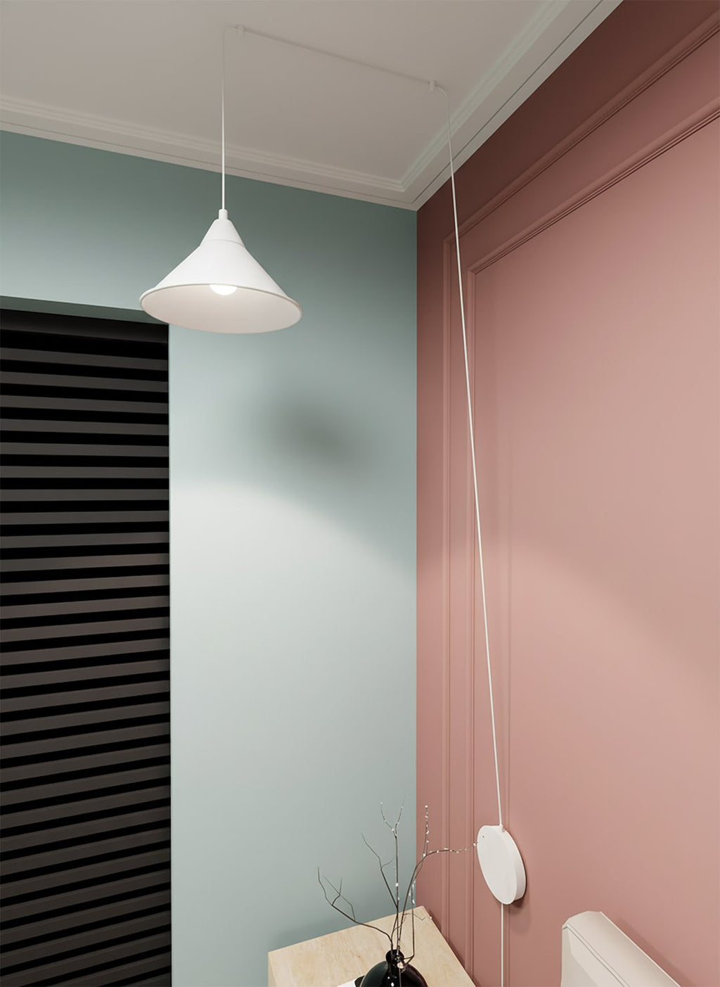 Hanglamp gepoedercoat staal Abramo, Scandinavisch, wit, 1 lamp met E27-fitting voor woonkamer en eetruimte