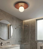 Plafondlamp gepoedercoat staal modern Solar 1 bordeaux met witte glazen bol, Ø 43 cm, voor woonkamer en slaapkamer