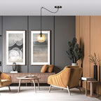 Hanglamp gepoedercoat staal en glas Gigi, modern, amber kap Ø 14 cm, zwart frame, 1 lichtpunt E14