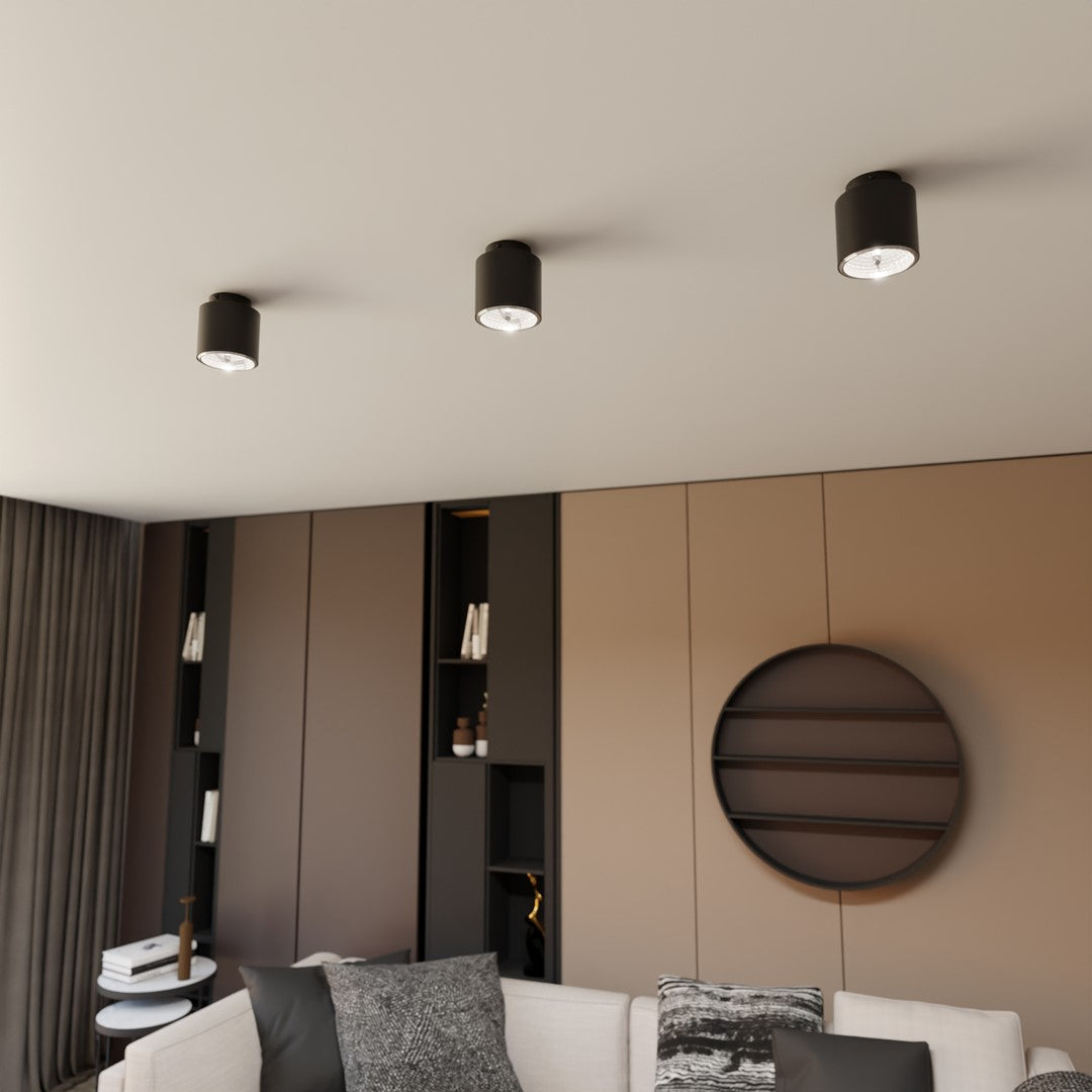 Plafondlamp gepoedercoat staal minimalistisch Nano zwart, gerichte lichtbron, 1 lichtpunt – 11 x 12 cm