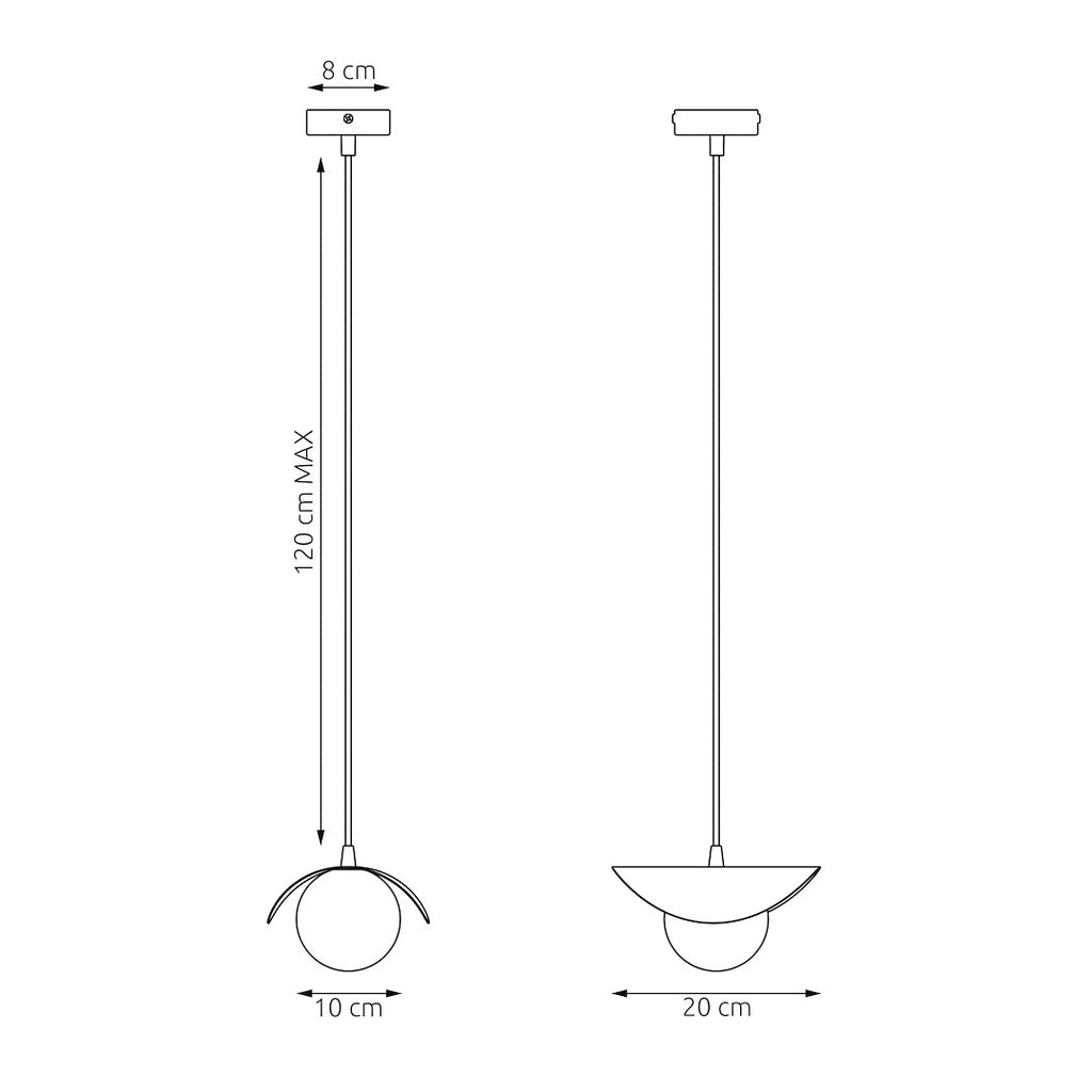 Hanglamp gepoedercoat staal modern zwart met witte bol, verstelbare hoogte, G9-fitting, 20 x 20 cm