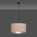 Hanglamp stof en gepoedercoat staal Hilde, roze met goudkleurige binnenzijde, Ø 35 cm, 1 lichtpunt E27