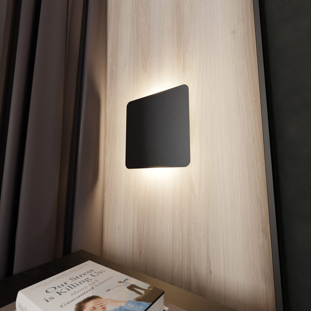 Wandlamp gepoedercoat staal minimalistisch Vorm mat zwart 26 x 26 cm, voor trap, gang en entree