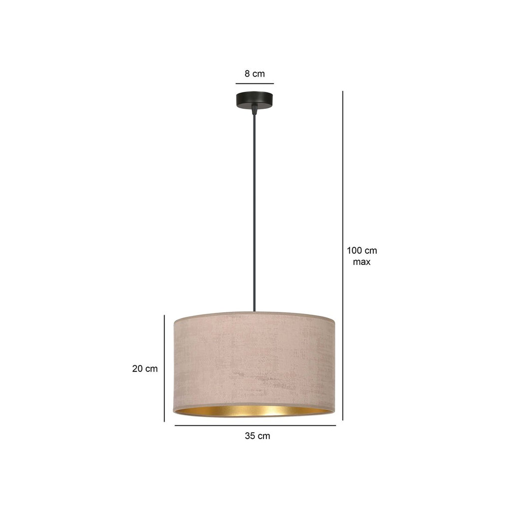 Hanglamp stof en gepoedercoat staal Hilde, roze met goudkleurige binnenzijde, Ø 35 cm, 1 lichtpunt E27