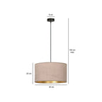 Hanglamp stof en gepoedercoat staal Hilde, roze met goudkleurige binnenzijde, Ø 35 cm, 1 lichtpunt E27