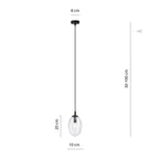 Hanglamp staal en glas zwart, Astral transparante glazen kap Ø 12 cm, E14, verstelbare hoogte