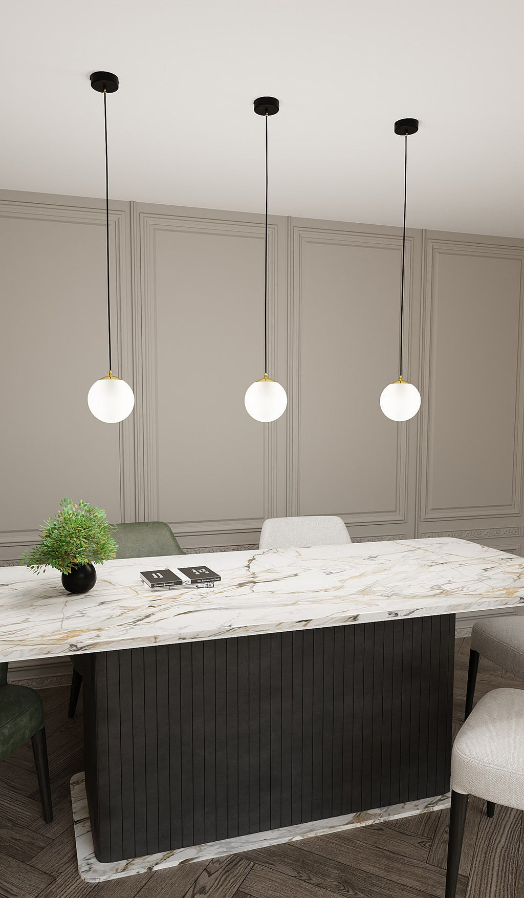 Hanglamp gepoedercoat staal en glas, retro, zwart met goud, witte kap Ø 14 cm, hoogteverstelbaar, E14