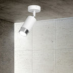 Plafondlamp spot gepoedercoat staal modern Hiro wit en chroom, 1 lichtpunt, verstelbaar, 8 x 19 cm