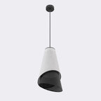 Hanglamp gepoedercoat staal met stoffen kap Moda, grijs en zwart, Ø 20 cm, 1 fitting, voor eettafel en woonkamer