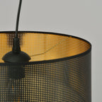 Hanglamp gepoedercoat staal industrieel zwart met goud, Ø 35 cm, 1 lichtpunt, E27, eettafel en keuken