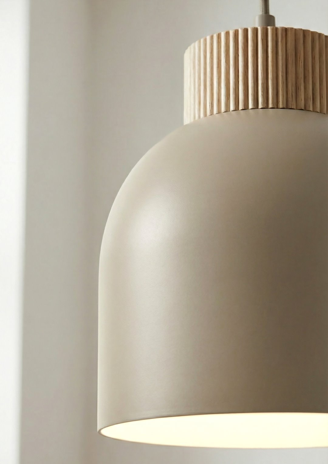 Hanglamp gepoedercoat staal en multiplex Kru, Scandinavisch, beige, spider-ophanging, 1 x E27