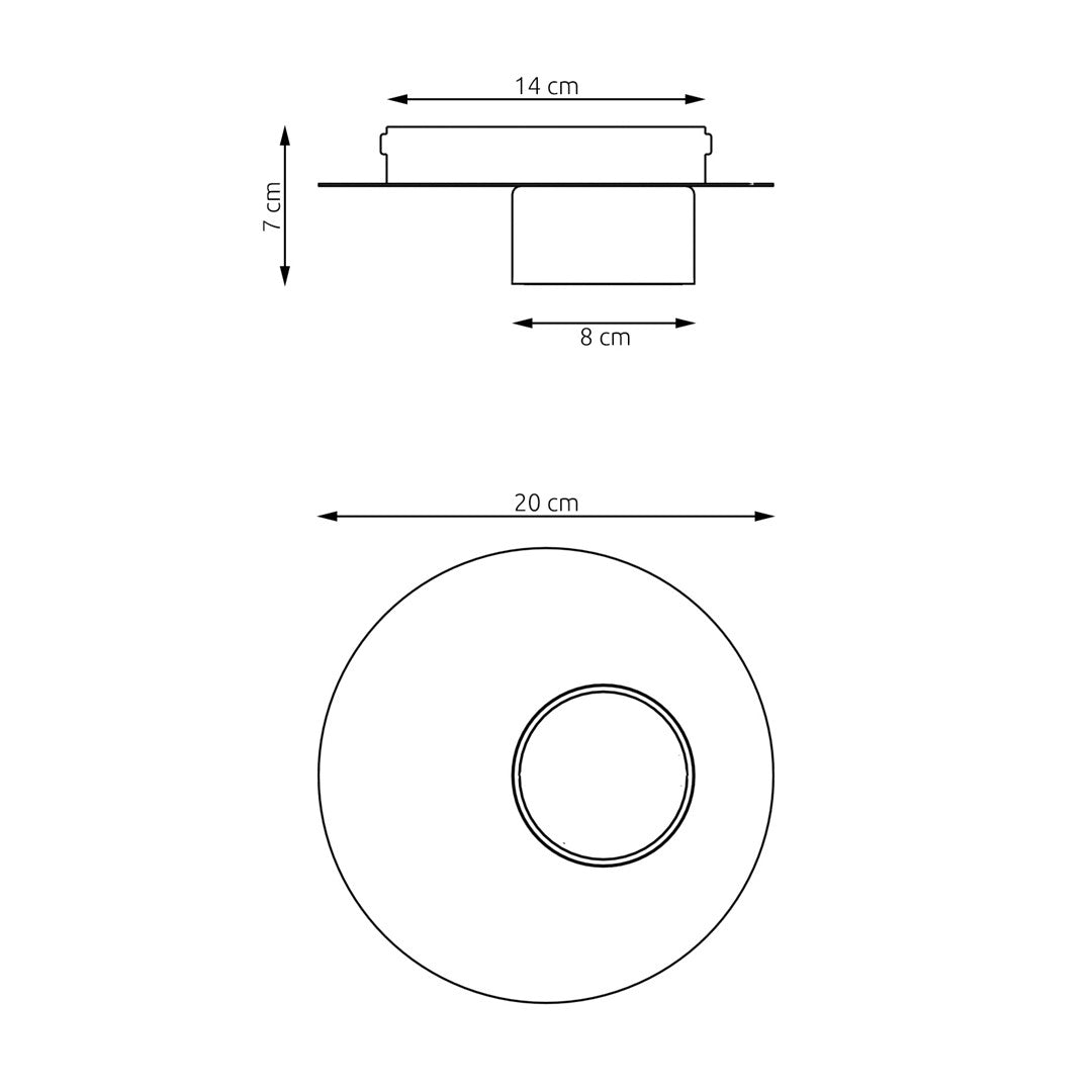 Plafondlamp multiplex en zwart staal, Scandinavisch, model Pixo, Ø 20 cm, voor woonkamer, slaapkamer en kantoor
