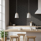 Hanglamp gepoedercoat staal en hout Bolero, Scandinavisch wit, 14 x 100 cm, 1 fitting E27, voor woonkamer en slaapkamer