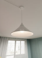 Hanglamp gepoedercoat staal Abramo, Scandinavisch, wit, 1 lamp met E27-fitting voor woonkamer en eetruimte