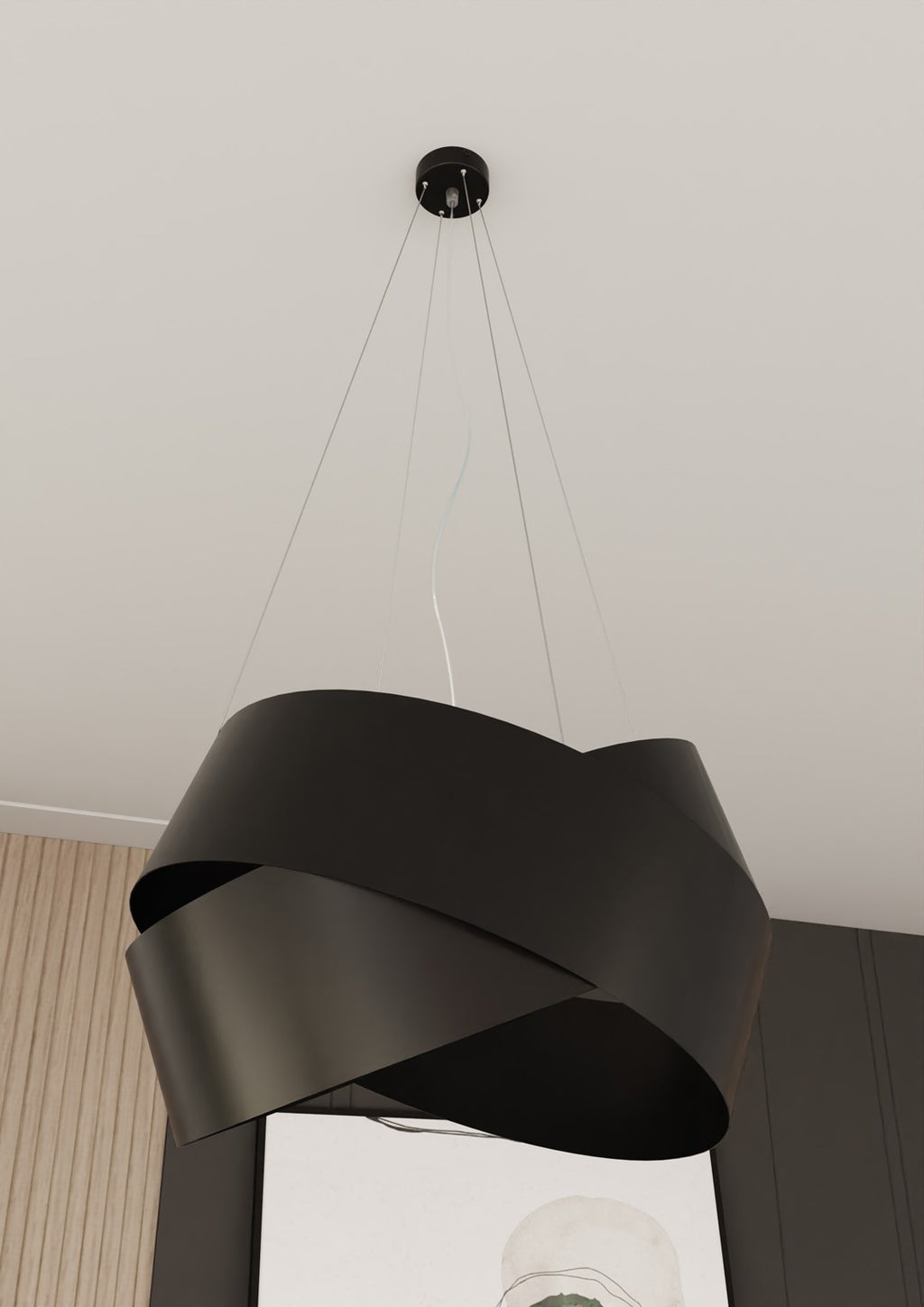 Hanglamp gepoedercoat staal Vieno minimalistisch zwart 50 x 100 cm, 2 fittingen E27, eettafel en woonkamer