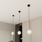 Hanglamp gepoedercoat staal en glas, retro, zwart met goud, witte kap Ø 14 cm, hoogteverstelbaar, E14
