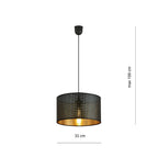 Hanglamp gepoedercoat staal industrieel zwart met goud, Ø 35 cm, 1 lichtpunt, E27, eettafel en keuken