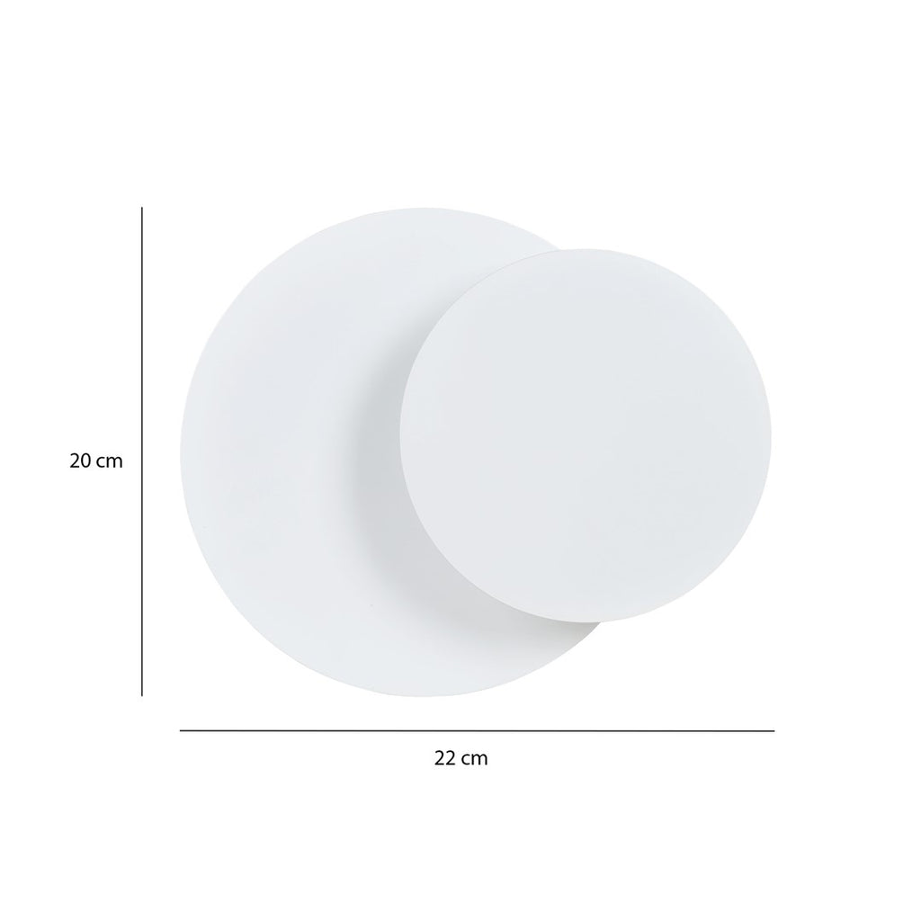 Wandlamp wit gepoedercoat staal en multiplex, Scandinavisch, model Cirkel, G9 – 22 x 20 cm