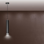 Hanglamp gepoedercoat staal Kibo, modern, zwart met chroom, 1 lichtpunt, verstelbare hoogte, 8 x 100 cm