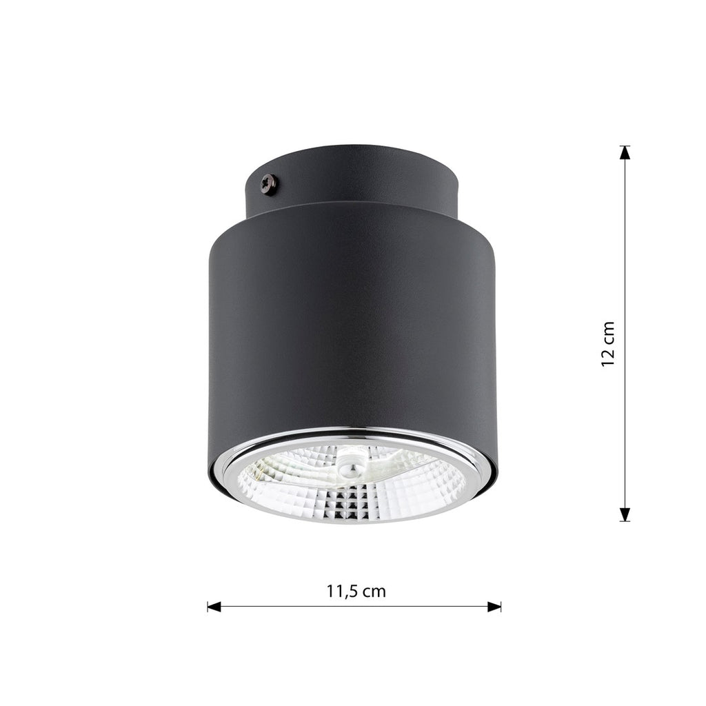Plafondlamp gepoedercoat staal minimalistisch Nano zwart, gerichte lichtbron, 1 lichtpunt – 11 x 12 cm