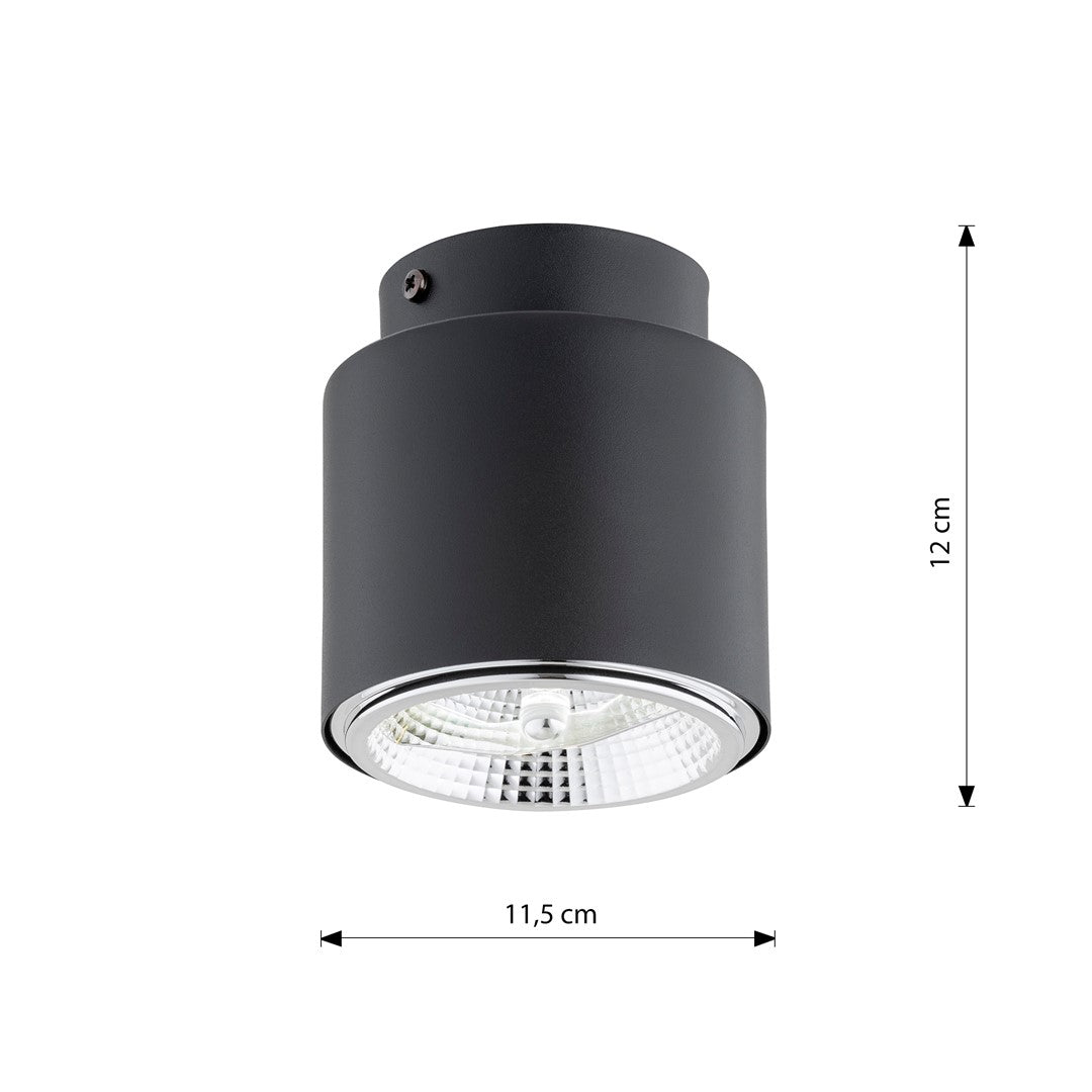 Plafondlamp gepoedercoat staal minimalistisch Nano zwart, gerichte lichtbron, 1 lichtpunt – 11 x 12 cm