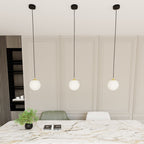 Hanglamp gepoedercoat staal en glas, retro, zwart met goud, witte kap Ø 14 cm, hoogteverstelbaar, E14