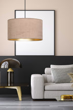 Hanglamp stof en gepoedercoat staal Hilde, roze met goudkleurige binnenzijde, Ø 35 cm, 1 lichtpunt E27