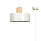 Hanglamp gepoedercoat staal en hout Torin, Scandinavisch, wit, Ø 25 cm, voor woonkamer, keuken of kantoor