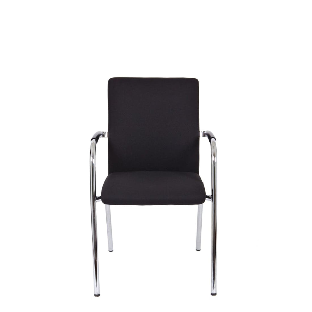 Vergaderstoel X1 vierpoot verchroomd frame, gestoffeerd zwart, stapelbaar, H 91 x B 56,5 x D 61,5 cm