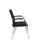 Vergaderstoel X1 vierpoot verchroomd frame, gestoffeerd zwart, stapelbaar, H 91 x B 56,5 x D 61,5 cm